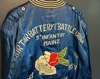 Vintage 50er Jahre Wende-Militär-Morse-Batterie Deutschland Sukajan-Stil Militär-Souvenirjacke Größe M/L