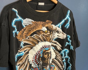 Vintage 90’a American Thunder Native American Tee Size Large