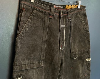 Vintage Y2K Barefox Nelly Pimp Juice Baggy Schwarze Jeans Hose Größe 36