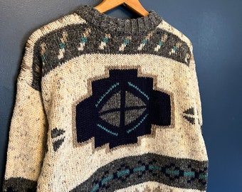 Vintage 90’s Fabe Aztec Navajo Knit Sweater Size Small