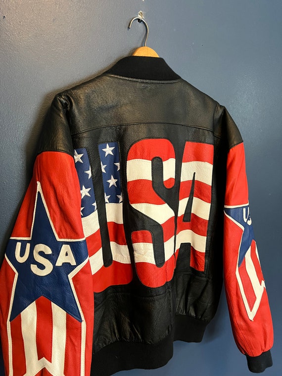 Vintage 90’s Michael Hoban Where Am I USA Flag Lea