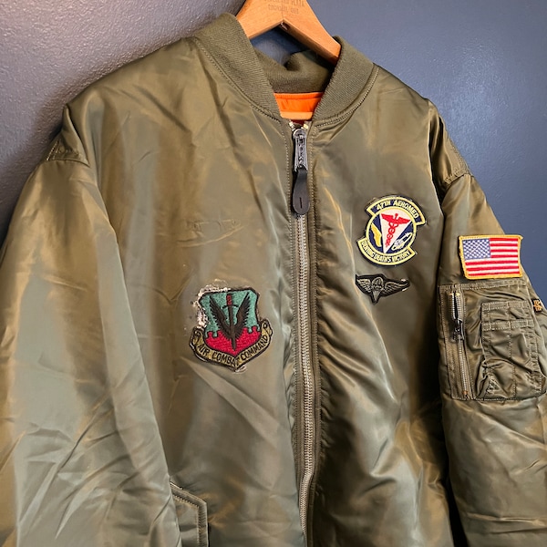 Vintage Y2K Alpha Industries MA1 Bomber Jacket Size 2XL Military