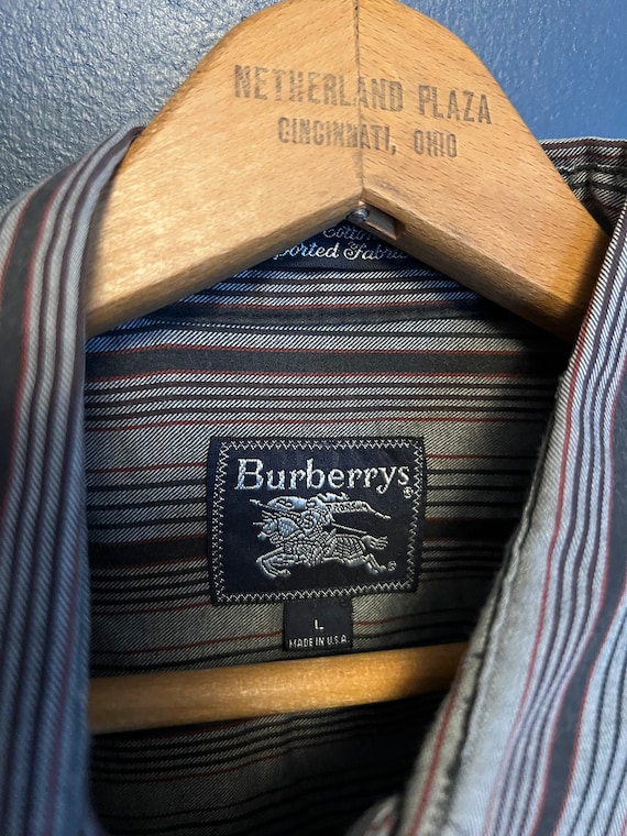 Vintage 90s Burberrys Stripe Button up Size Size Large USA Made - Etsy