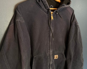 Giacca vintage Y2K Carhartt con cerniera e cappuccio taglia 2XL