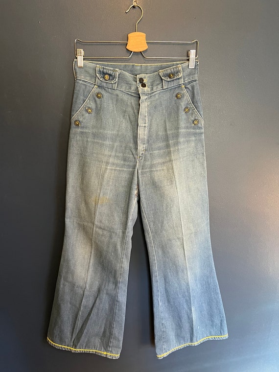 Vintage 70’s Western Flared Bell Bottom Blue Jean… - image 4