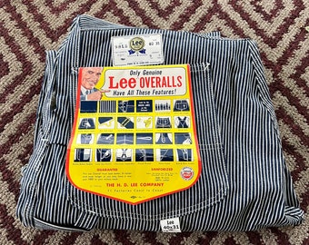 Brand New Vintage 60’s/70’s Lee Sanforized Hickory Strips Overalls Size 40/31 USA Made