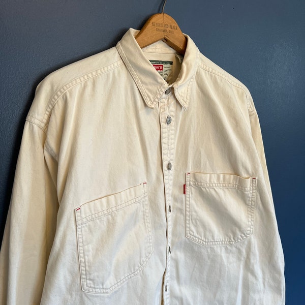Vintage 90’s Levis Strauss White Cotton Button Up Size Medium