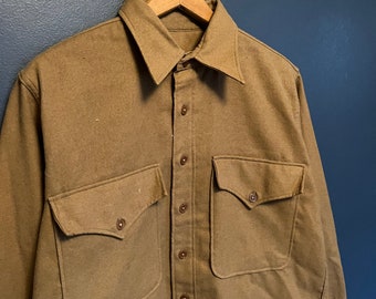 Vintage 1943 US Army Wool Button Up Shirt Size Medium