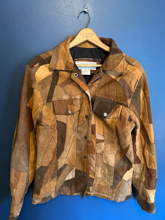 Vintage 80’s DDC Patchwork Leather Suede Jacket S… - image 3