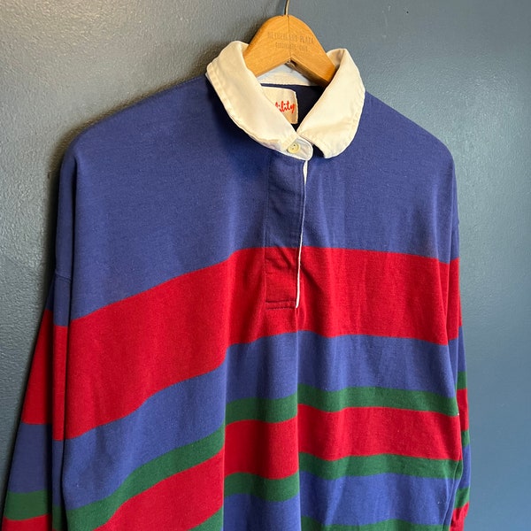Vintage 90’s Mobility Cotton Stripe Rugby Size Ladies Large