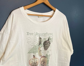 Vintage 90’s Banana Republic Christmas Tree Decorations Graphic Tee Size XL