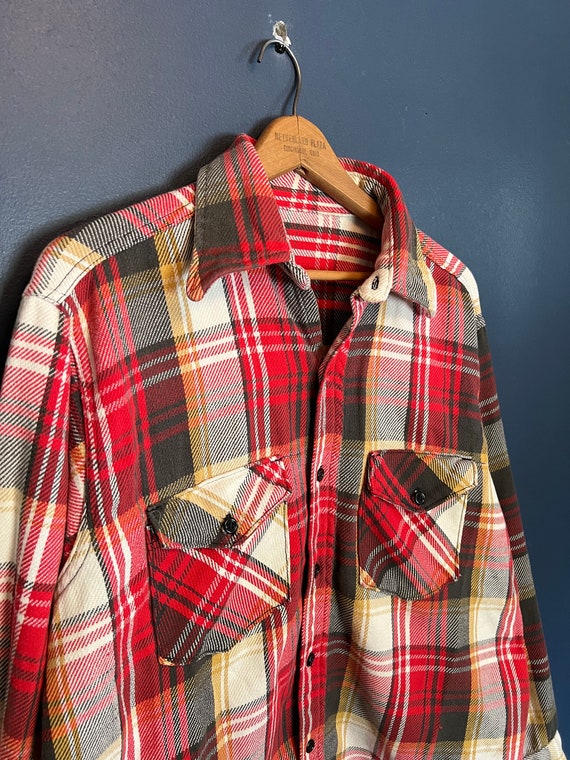 Vintage 70’s Plaid Cotton Flannel Shirt Size Mediu