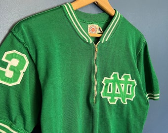 Vintage jaren 40 Lowe en Campbell Athletic Goods Universiteit van Notre Dame Fighting Irish Warm Up Jersey Shirt Maat 40