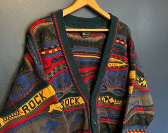 Vintage 90’s Emaroo 3D Knit Cardigan Sweater Australia Size Medium