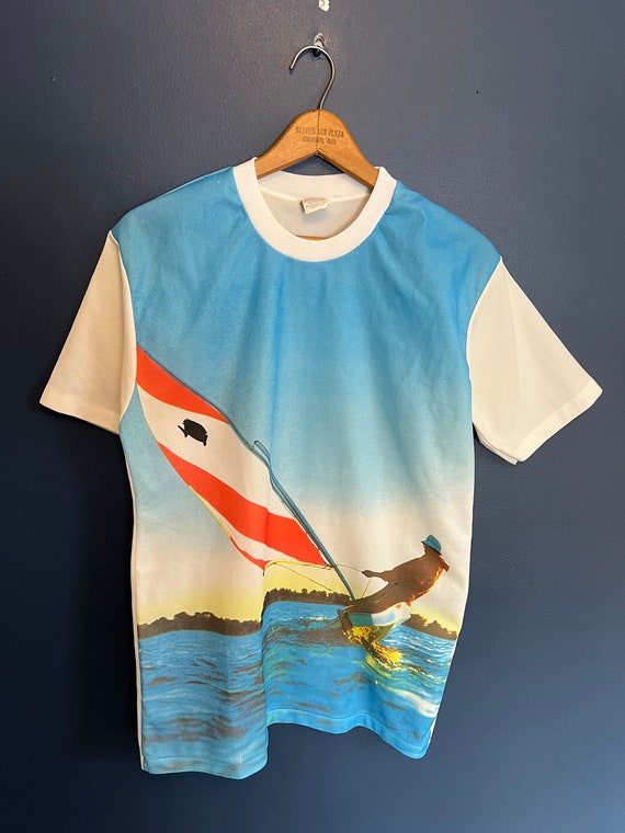 Vintage 70’s Polyester Sailing Graphic Tee Size L… - image 3