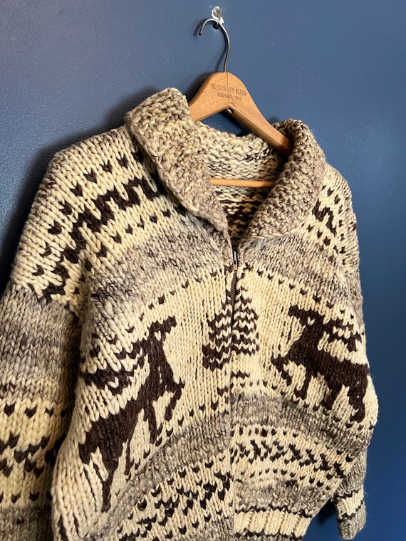 Vintage 60’s Knit Zip Cowichan Cardigan Sweater Si