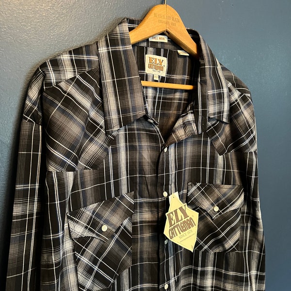 Vintage Brand New 90’s Ely Cattleman Plaid Pearl Snap Flannel Size 2XL