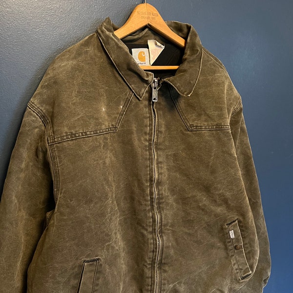 Vintage 80’s Carhartt Canvas Santa Fe Zip Jacket Size XXL