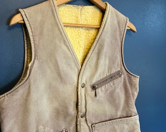 Vintage 60’s Carters Canvas Sherpa Lined Vest Size Small