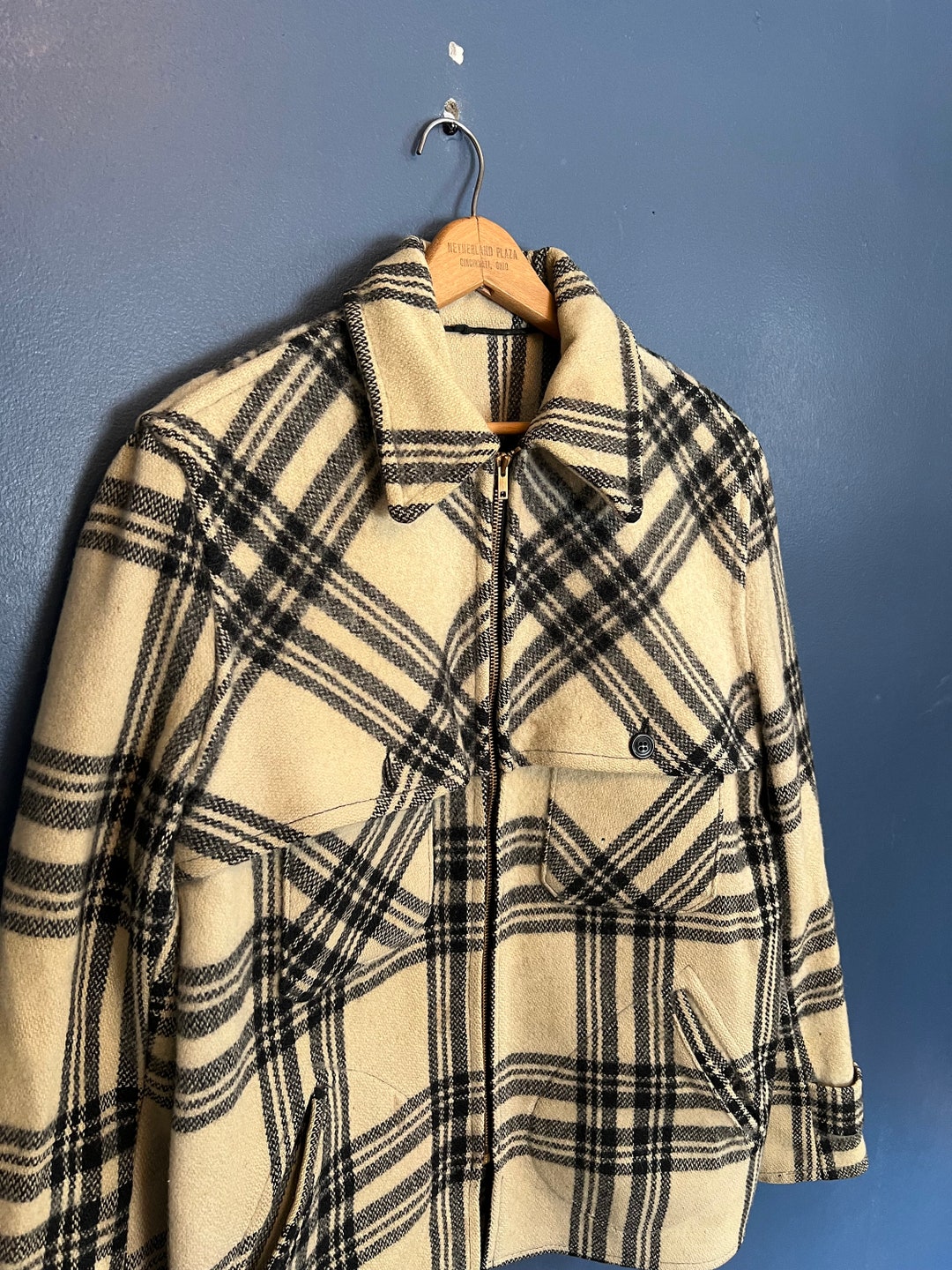 Vintage Plaid Zip-Up Shacket (M)