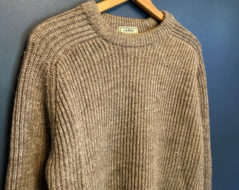 Vintage 90er Jahre LL Bean Strickpullover aus britischer Wolle Größe Groß