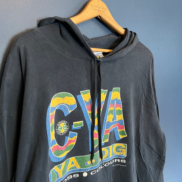Vintage 90’s Cross Colours Hip Hop Hoodie Shirt Size OSFA
