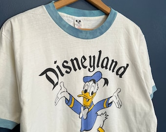 Vintage 70’s Disneyland Donald Duck Ringer Tee Size Large