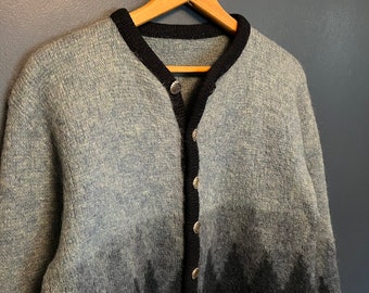 Vintage 70’s Mohair Argyle Knit Cardigan Sweater Size Ladiea S/M