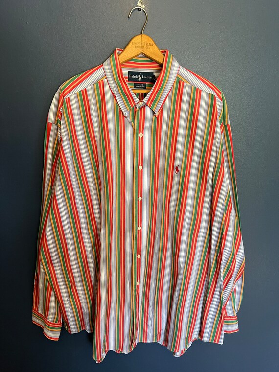 Vintage Y2K Polo Ralph Lauren Stripe Cotton Butto… - image 3