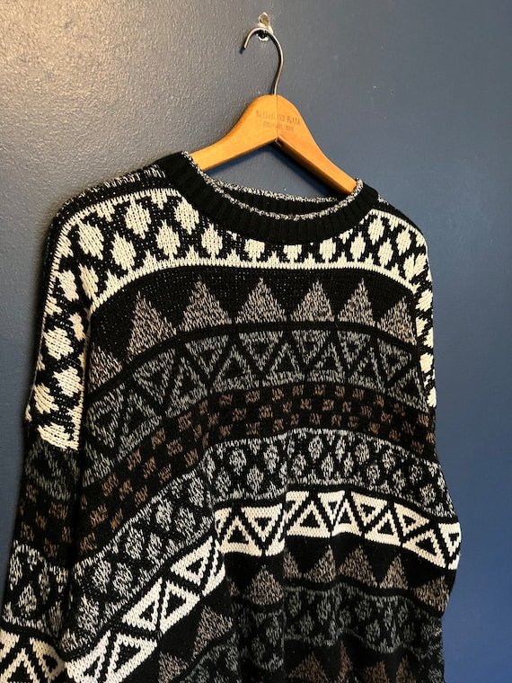 Vintage 90’s Woodland Trail Pattern Knit Sweater S