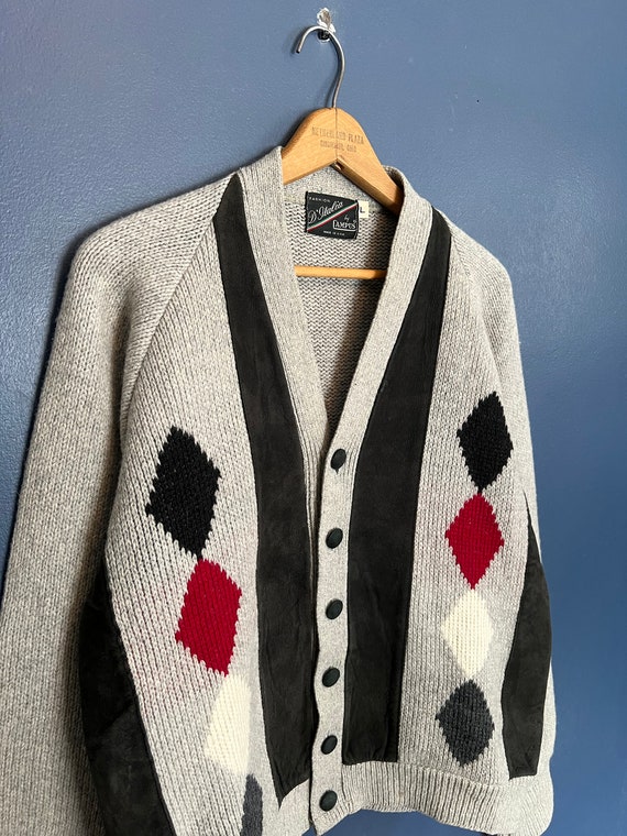 Vintage 70’s Campus D’Italia Argyle Knit Leather S