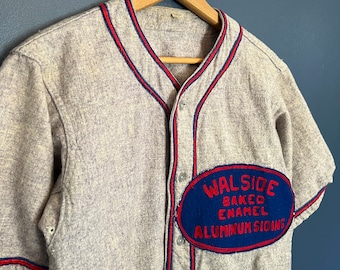 Uniforme en jersey de baseball cousu en laine vintage des années 50 fabriqué aux États-Unis, taille 40