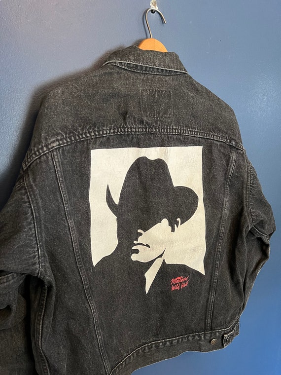 Vintage 90’s Marlboro Man Black Denim Jacket Size 