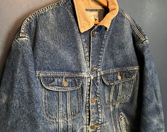 Vintage 80’s Lee Storm Rider Sherpa Lined Denim Jacket Size XL