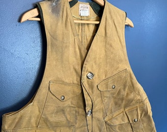 Vintage Filson Half Moon Tin Cloth Hunting Vest Size 32 USA Made