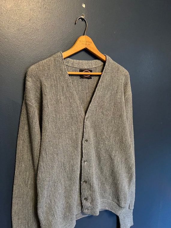 Vintage 80’s Jantzen Grey Knit Cardigan Sweater S… - image 1