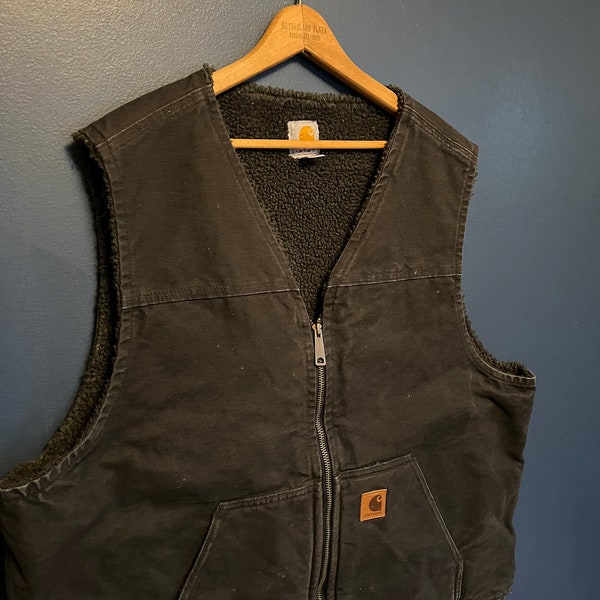 Vintage Y2K Carhartt Sherpa Lined Zip Vest Size XL
