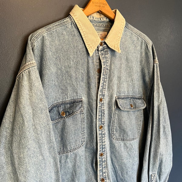 Vintage 90’s Abercrombie And Fitch The Big Shirt Denim Button Up Size XL
