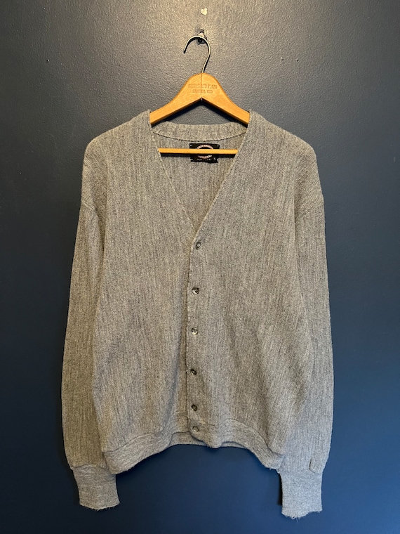 Vintage 80’s Jantzen Grey Knit Cardigan Sweater S… - image 2