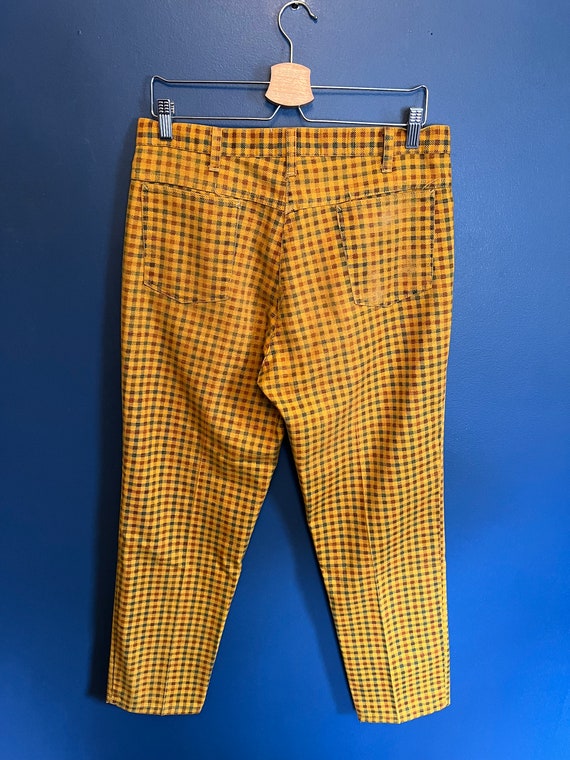 Vintage 70’s Montgomery Ward Plaid Yellow Orange … - image 2