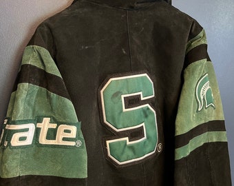 Vintage Y2K G3 Michigan State University Spartans Leather Suede Jacket Size Large