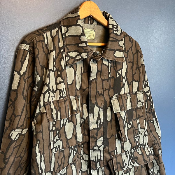 Vintage 80’s Trebark Cargo Pocket Tree Bark Camouflage Jacket Size Medium