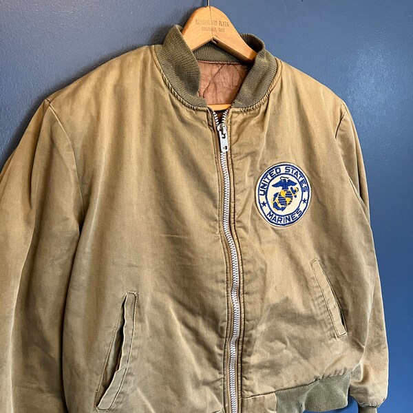 Veste tanker zippée USMC vert olive des années 60/70 vintage, taille moyenne