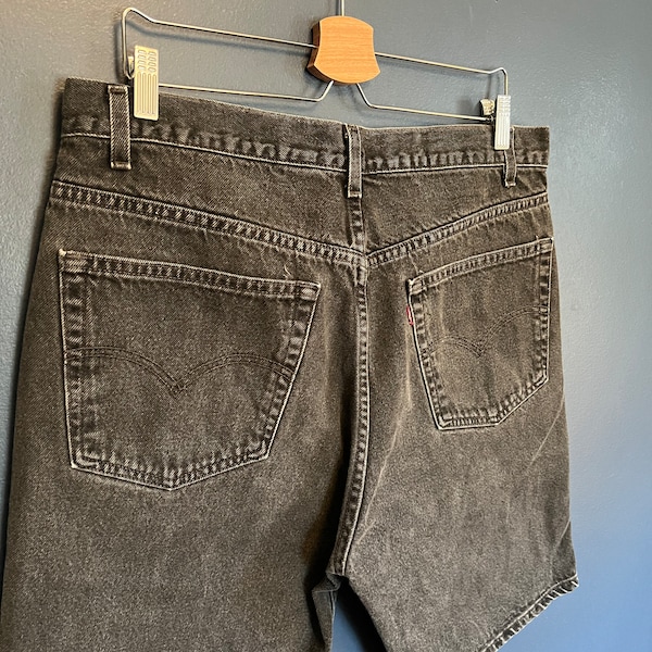 Vintage 90’s Levis 505 Black Denim Jean Shorts Size 38