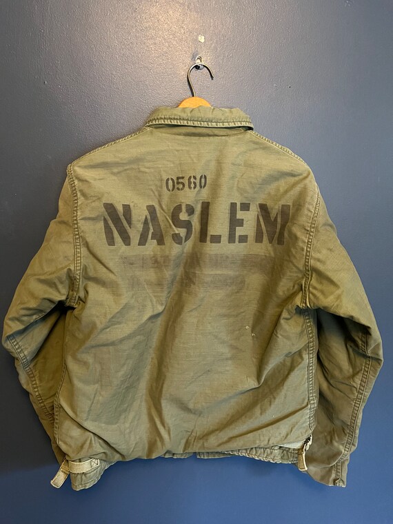 Vintage 70’s USN A-2 Deck Jacket Stenciled Size M… - image 2