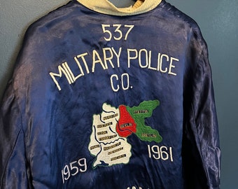 Vintage 50er Jahre Militär Polizei Sukajan Style Souvenir Jacke Größe XL