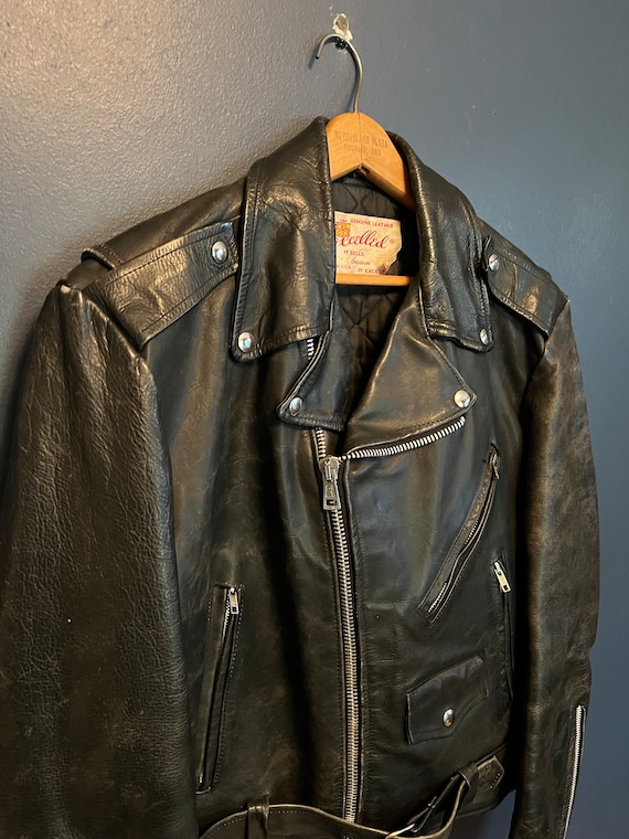 Vintage 70’s Excelled Black Leather Biker Jacket S