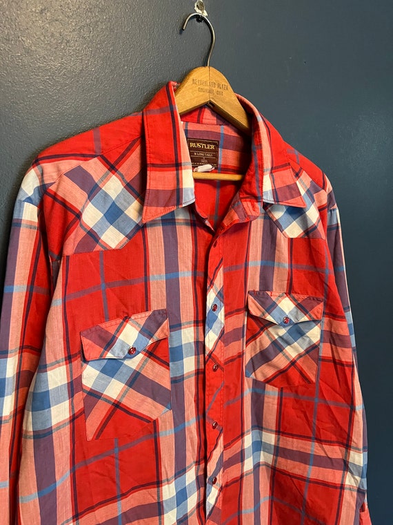 Vintage 90’s Rustler Plaid Pearl Snap Flannel Size