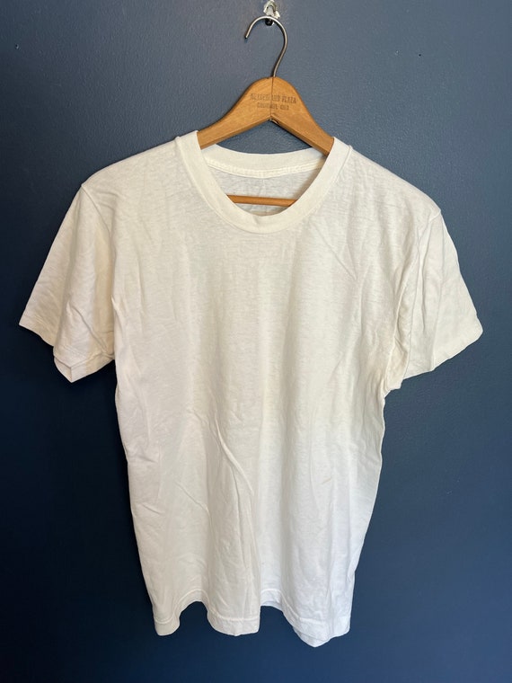 Vintage 70’s Combed Cotton Blank White Tee Size M… - image 3