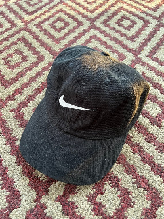 Vintage 90s Nike Swoosh USA Made Strap Back Hat - image 1